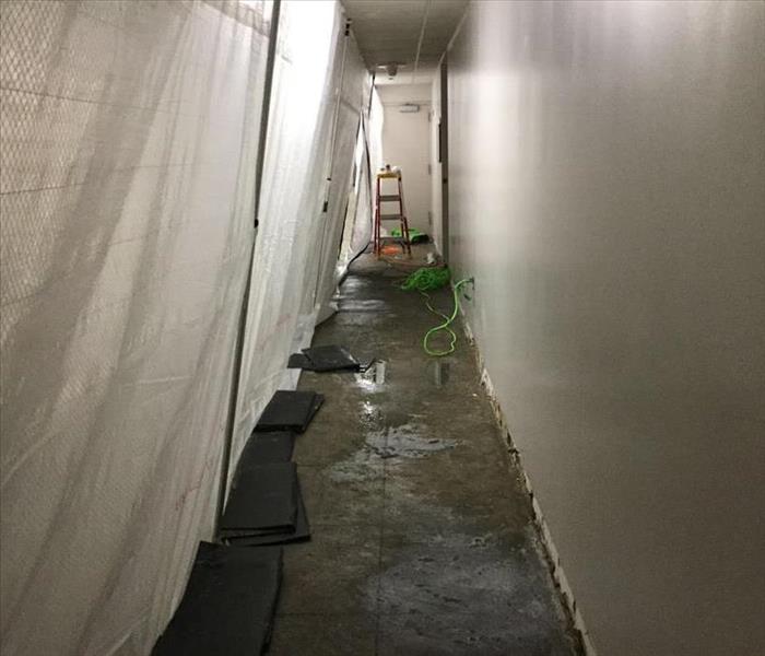 Hallway in the middle of mitigation 